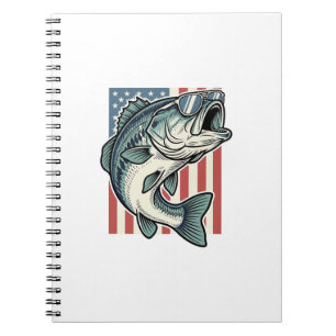 Caderno Espiral Óculos de sol patrióticos para pesca de robalo vet