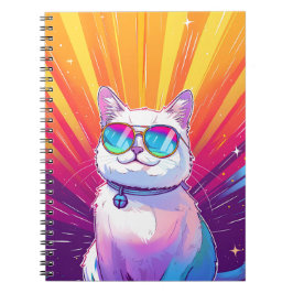 Caderno Espiral Óculos de sol Vestidos por gatos brancos