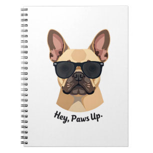 Caderno Espiral Óculos de Sol Vintage Hey, Paws Up Bulldog Francês