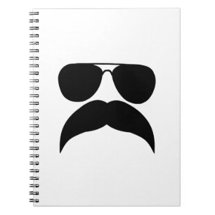 Caderno Espiral Óculos escuros com bigode - Escolha a cor de fundo