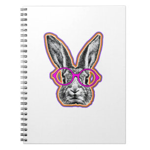 Caderno Espiral Óculos Rosa Coelhinho Bonito, Páscoa Engraçado Ra