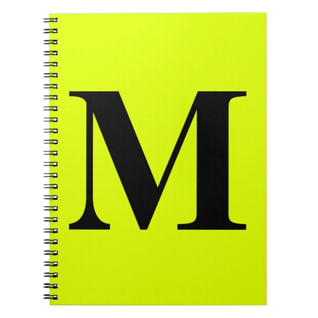 Caderno Espiral Oferta de Monogramas amarelos de neon fluorescente (Frente)