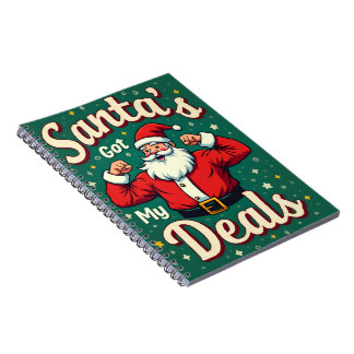 Caderno Espiral Ofertas de Natal do Papai Noel Engraçado Vintage R