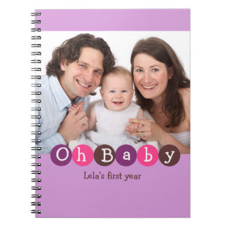 Caderno Espiral Oh Bebê primeiro ano da família pink roxo ponto di