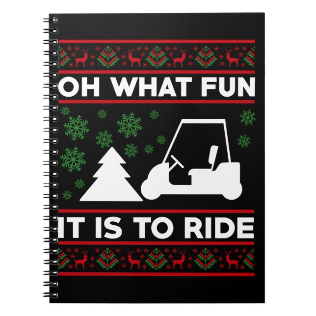 Caderno Espiral Oh Que Diversão É Andar De Carrinho De Golfe Natal (Frente)