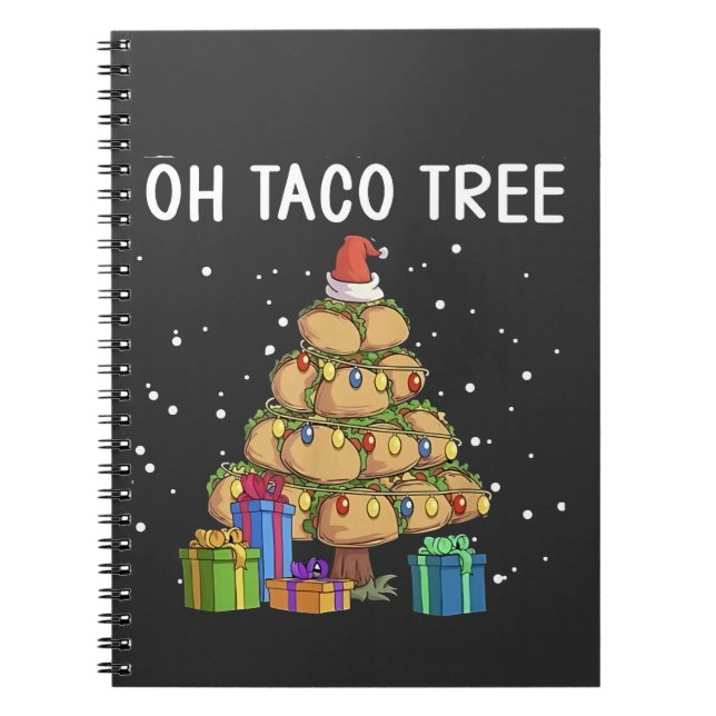 Caderno Espiral Oh Taco Tree Engraçado Comida mexicana Feia Natal (Frente)