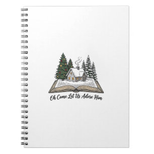 Caderno Espiral Oh Venha Vamos Adorá-Lo Design de Livro de Natal_1