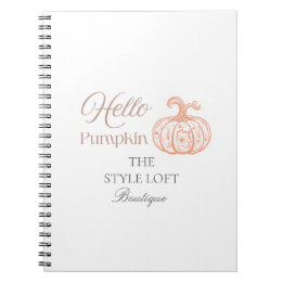 Caderno Espiral Olá Abóbora Outono Marca para Loja Boutique