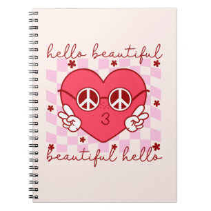 Caderno Espiral Olá Belo Coração Rosa