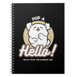 Caderno Espiral Olá do Lado Barrado - Design de Cachorro Bonito