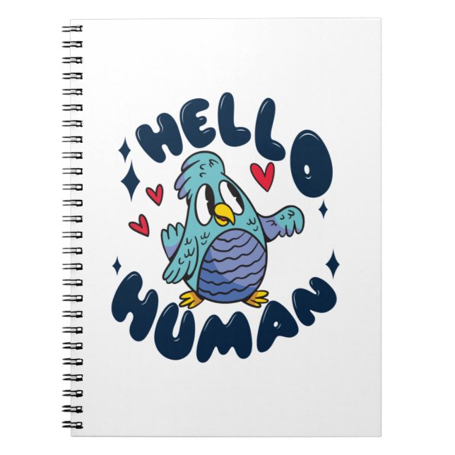Caderno Espiral Olá humano passarinho fofo (Frente)