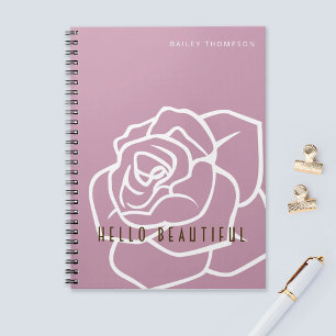 Caderno Espiral Olá Linda - Flor de Rosa Rosa Moderna Simples