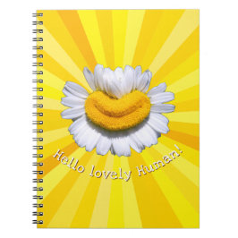Caderno Espiral "Olá lindo Humano" Sorriso de Camomila Luz do Sol