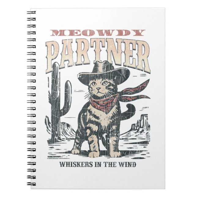 Caderno Espiral Olá Parceiro Gato Caubói (Frente)