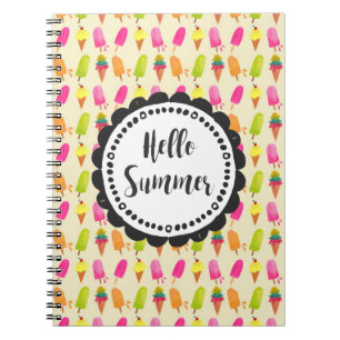 Caderno Espiral Olá, Popsicles de Verão e Sorvetes