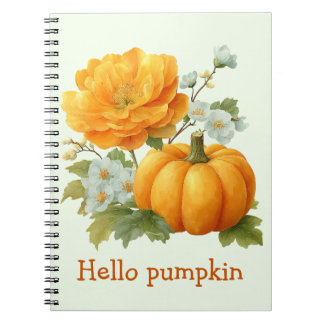 Caderno Espiral Olá Pumpkin Floral Halloween Design