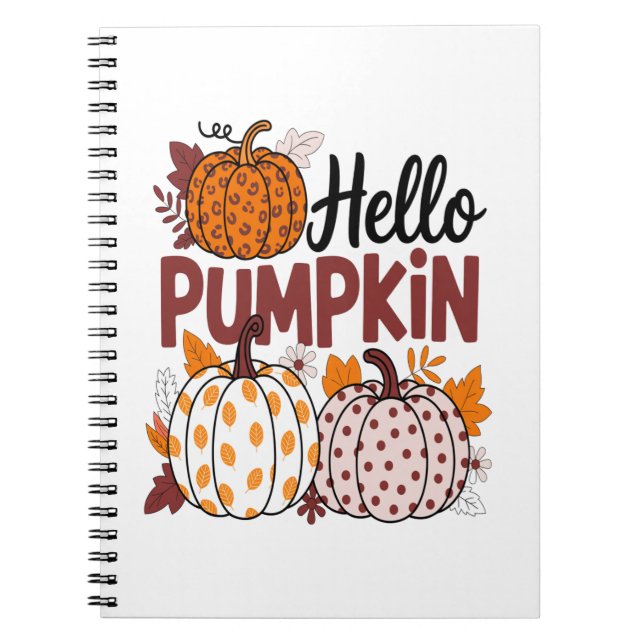 Caderno Espiral Olá Pumpkin Png, Fall Vibes (Frente)