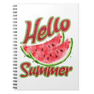 Caderno Espiral Olá Summer   Aquarela Design de melancia