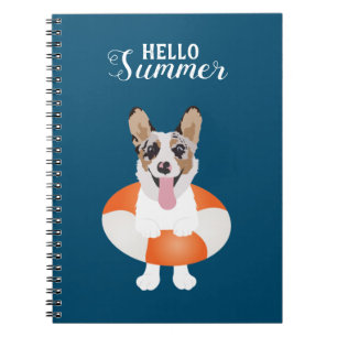 Caderno Espiral Olá Summer Corgi Beach Dog