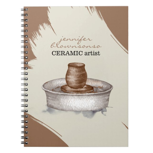 Caderno Espiral Olaria Cerâmica Argila Torneiro escultura elegante (Frente)