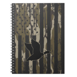 Caderno Espiral Old School Camo Duck, caçando bandeira americana