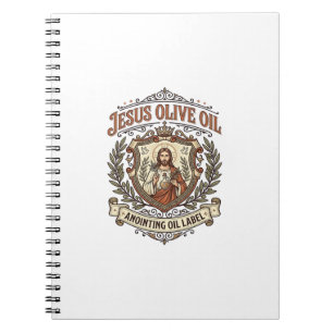 Caderno Espiral Óleo de Oliveira Jesus Óleo de Unção Rótulo Óleo d
