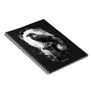 Caderno Espiral Olhar Abissal Caveira de Crânio de Corvo de Heavy 