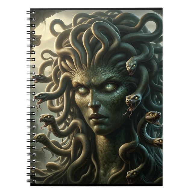 Caderno Espiral Olhar de Medusa Cabeça da Morte de Cobras (Frente)