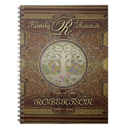 Caderno Espiral Olhar Dourado do vintage da árvore genealógica da