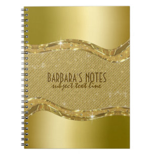 Caderno Espiral Olhar metálico dourado com teste padrão dos