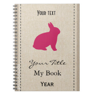 Caderno Espiral Olhar para o coelho rosa rosa e bonito personaliza
