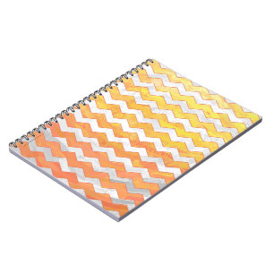 Caderno Espiral Olho de Dragão Padrão Xadrez Laranja