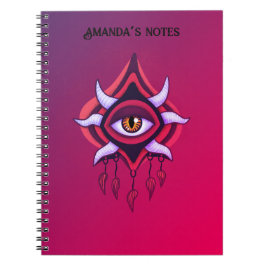 Caderno Espiral Olho Demônio Roxo - Nome de Arte Occulta Gótica