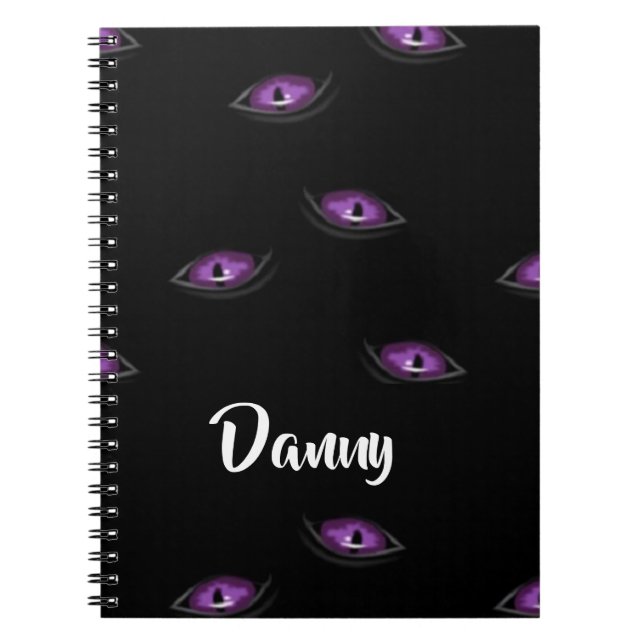 Caderno Espiral Olhos de gato de nome personalizado (Frente)