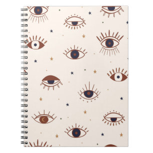 Caderno Espiral Olhos Desenhados À Mão Padrão Místico Sem Olhos. M
