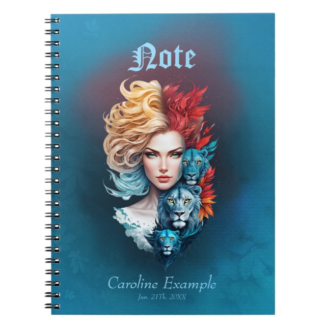 Caderno Espiral Olhos do Leão e Cabelo Estrelado (Frente)