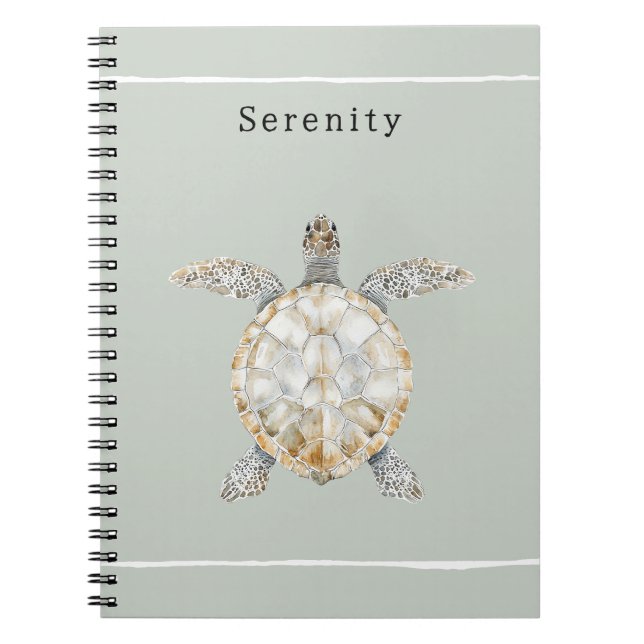 Caderno Espiral Olive Green Sea Turtle Personalized  (Frente)