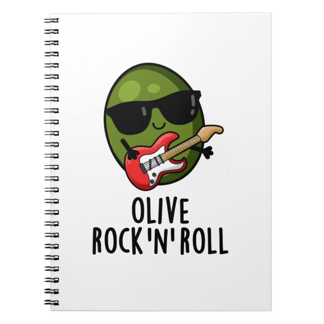 Caderno Espiral Olive Rock E Roll Funny Rocker Olive Pun (Frente)
