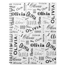 Olivia Nome Personalizado Preto Branco 