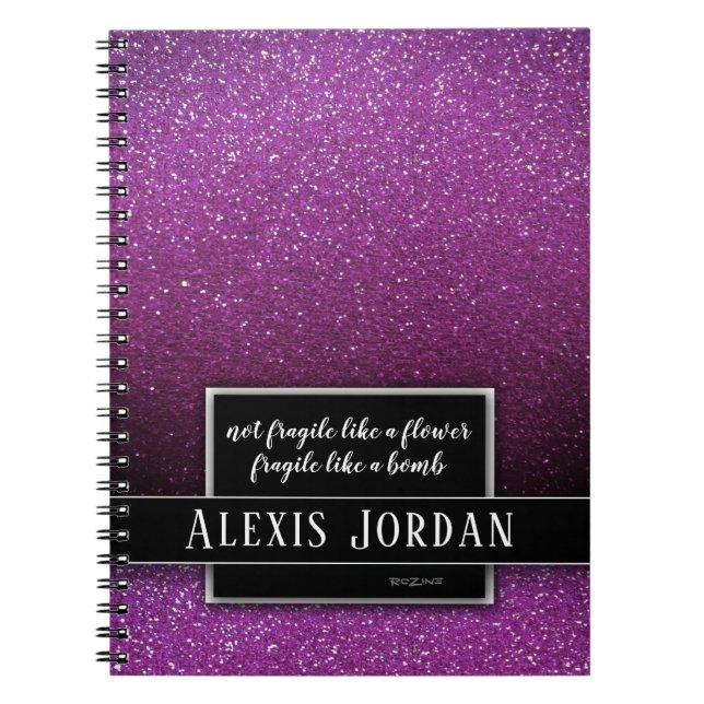 Caderno Espiral Ombre Glitter Esmaga Poder Feminista de Cotação (Frente)
