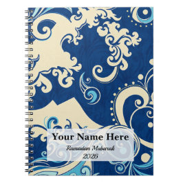 Caderno Espiral Onda Abstrata do Batik Indonésio