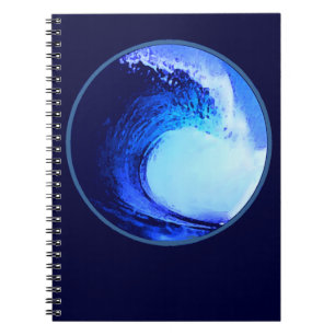 Caderno Espiral onda azul no estilo do surf legal