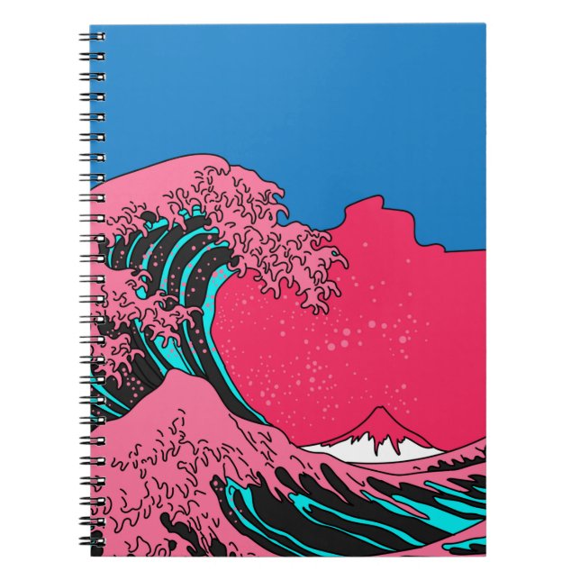 Caderno Espiral Onda de excelente no estilo de Arte de Pop Vaporwa (Frente)