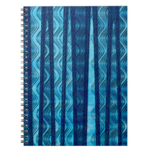 Caderno Espiral Onda Retro Azul Padrão Únido Legal