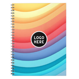Caderno Espiral Ondas Abstratas de Arco-Íris Modernas com seu Logo