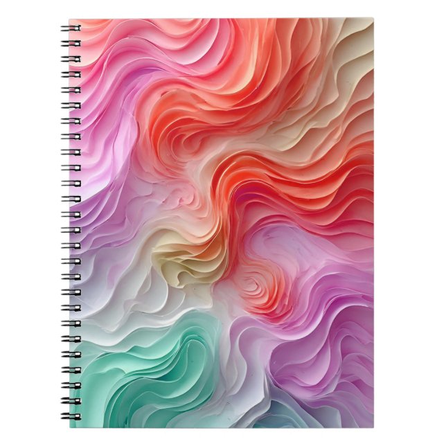 Caderno Espiral Ondas Abstratas em Pastel (Frente)