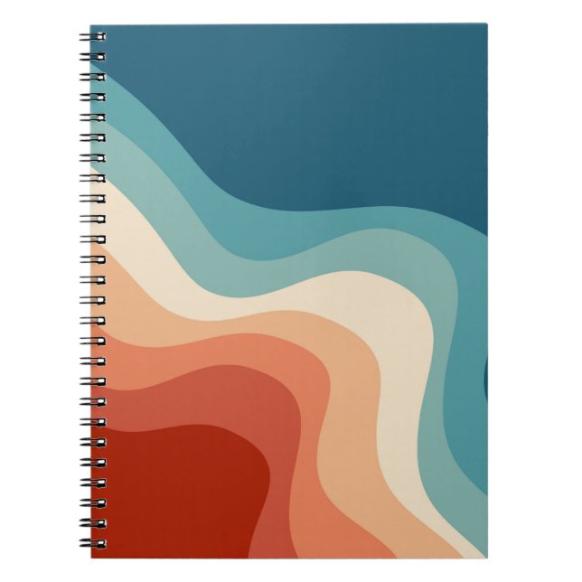 Caderno Espiral Ondas de estilo retrô (Frente)