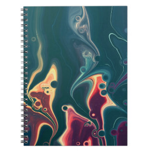 Caderno Espiral Ondas Derretidas em Movimento da Meia-Noite