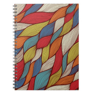 Caderno Espiral Ondas Desenhadas À Mão: Fundo Sem Abstrato.