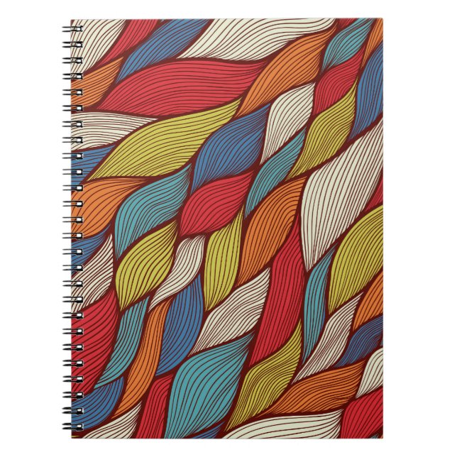 Caderno Espiral Ondas Desenhadas À Mão: Fundo Sem Abstrato. (Frente)